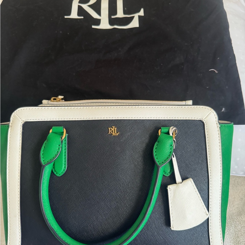 Ralph Lauren Black, Green, and White Satchel